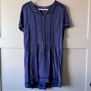 COMPTOIR DES COTONNIERS Dress Women Large Blue Shift Short Sleeve V-Neck France